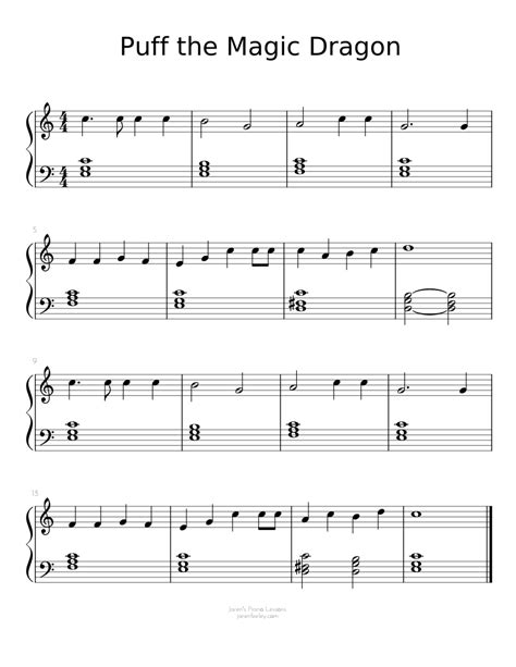 puff the magic dragon piano sheet music pdf